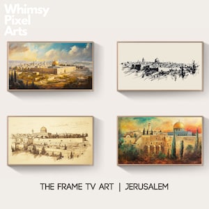 Samsung Frame TV Art: Israel Jerusalem painting art - Bundle of 4 Jerusalem wallpapers posters