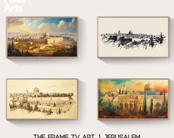 Samsung Frame TV Art: Israel Jerusalem painting art - Bundle of 4 Jerusalem wallpapers posters