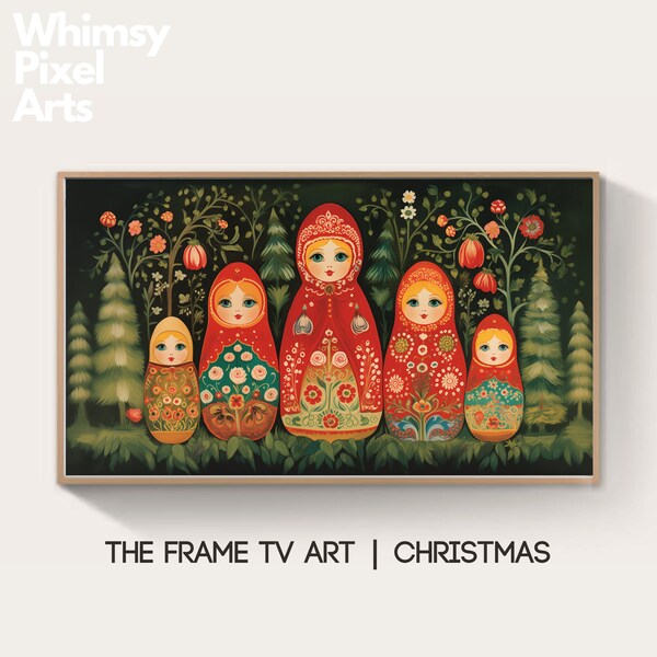 Samsung Frame TV Art: Christmas Russian folk art Matryoshka dolls