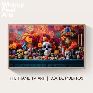 Samsung Frame TV Art: Mexicaanse abstracte digitale achtergrond Dia De Los Muertos