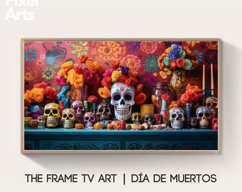 Samsung Frame TV Art: Mexican Dia De Los Muertos abstract digital wallpaper