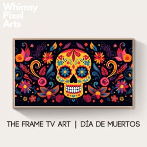 Samsung Frame TV Art: Mexicaanse abstracte digitale achtergrond Dia De Los Muertos