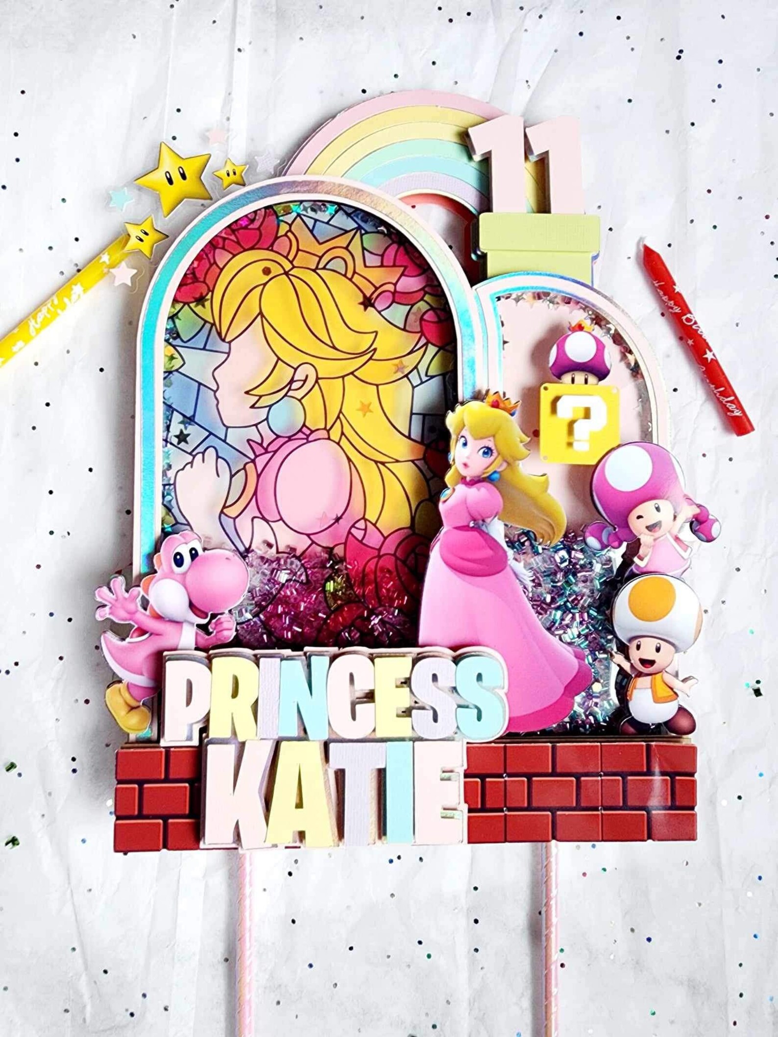 Princess Peach Cake Topper Princess Peach Topper W/lights Etsy