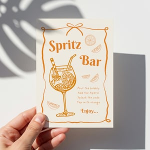 Aperol Spritz Station Bar Sign Template, Drink Bar Menu Sign, Feeling Spritzy Bachelorette, Spritz Party Decorations, Signature Drinks Card