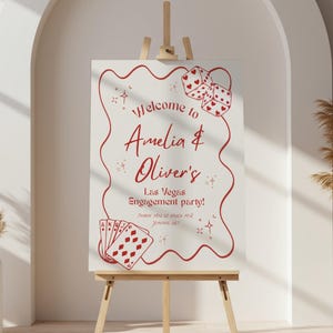 Las Vegas Engagement Party Welcome Sign, Engaged In Las Vegas, Casino Engagement, Casino-Themed Party, Hand Drawn Welcome, Cocktail-Party