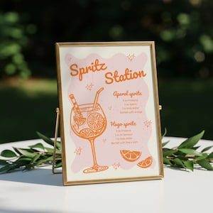 Spritz Station Bar Sign Template, Love at First Spritz Bridal Shower, Feeling Spritzy Bachelorette, Citrus Bridal, Signature Drinks Card