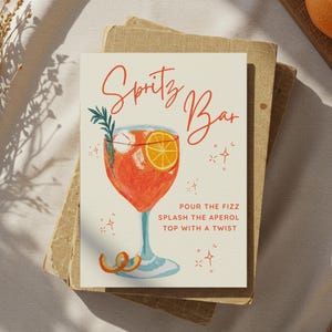 Aperol Spritz Bar Sign Template, Spritz Station Drink Menu Sign Wedding, Spritzy Bachelorette, Signature Drinks, Bridal Cocktail Menu Sign