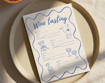 Wine Tasting Party Scorecard, Wine Party Tasting Sheet, Wine Taste Card, Wine-Themed Games, Vineyard Bach, Wine Nights, Wine Rating Cards