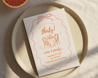 Hand Drawn Birthday Invitation Template, Editable Birthday Brunch Invite, Whimsical Funky Handwritten Invite, Adult Birthday Dinner [101]