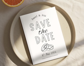 Hand Drawn Save the Date Template, Bold Funky Invite, Modern Wedding Stationary, Trendy Wedding Suite, Illustrated Save Our Date Card [25]