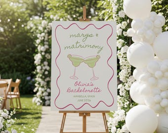 Margs und Matrimony Junggesellinnenabschied Willkommensschild, Tequila Junggesellinnenabschied, Abschluss Fiesta Bachelorette, Margs und Matrimony Brautparty