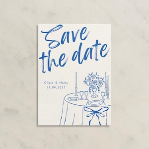 Hand-Drawn Save The Date Invite, Illustrated Wedding Invite, Minimalist Save The Date, Newly Wed Invite, Printable Canva Template [18]