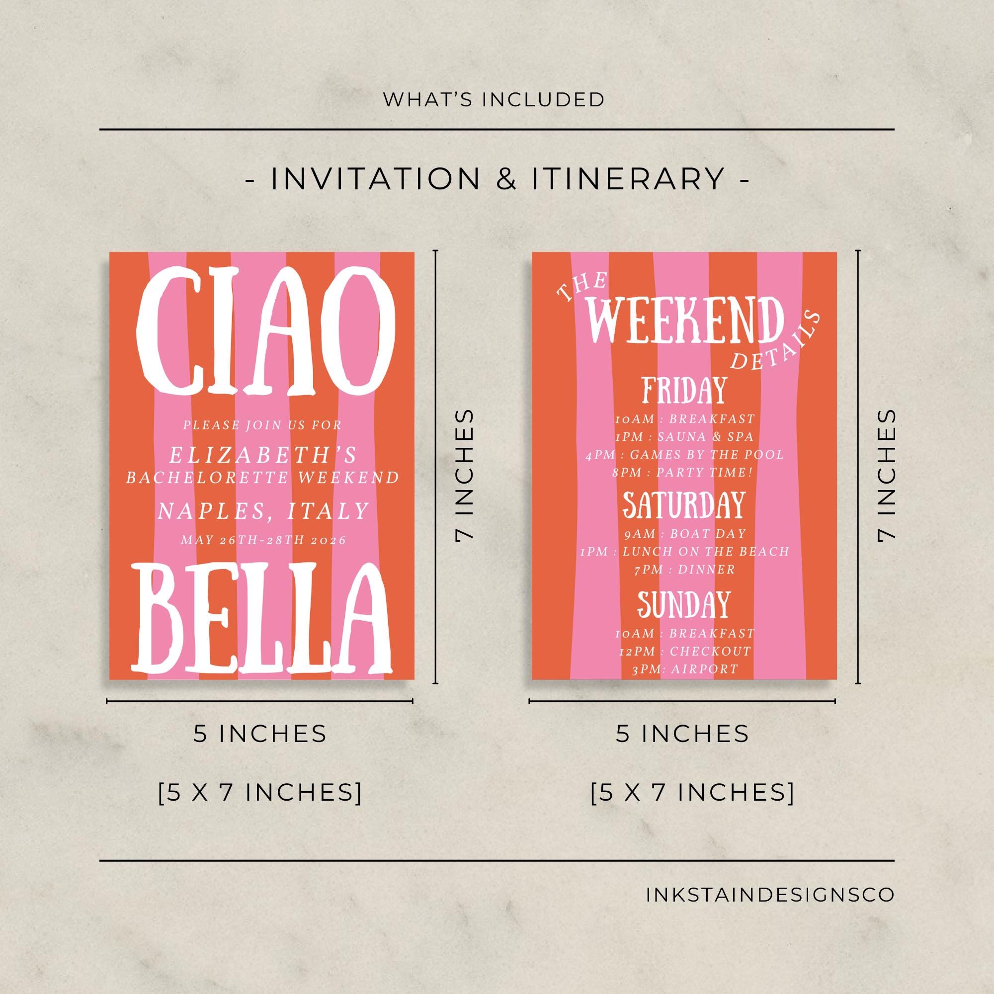 Bella Ciao Bachelorette Invitation & Itinerary Template, Italian Summer ...