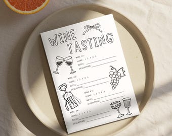Wine Tasting Score Card, Wine Tasting Sheet, Printable Wine Tasting Card, Wine Themed Games, Instant Download, Wine Party Games Night