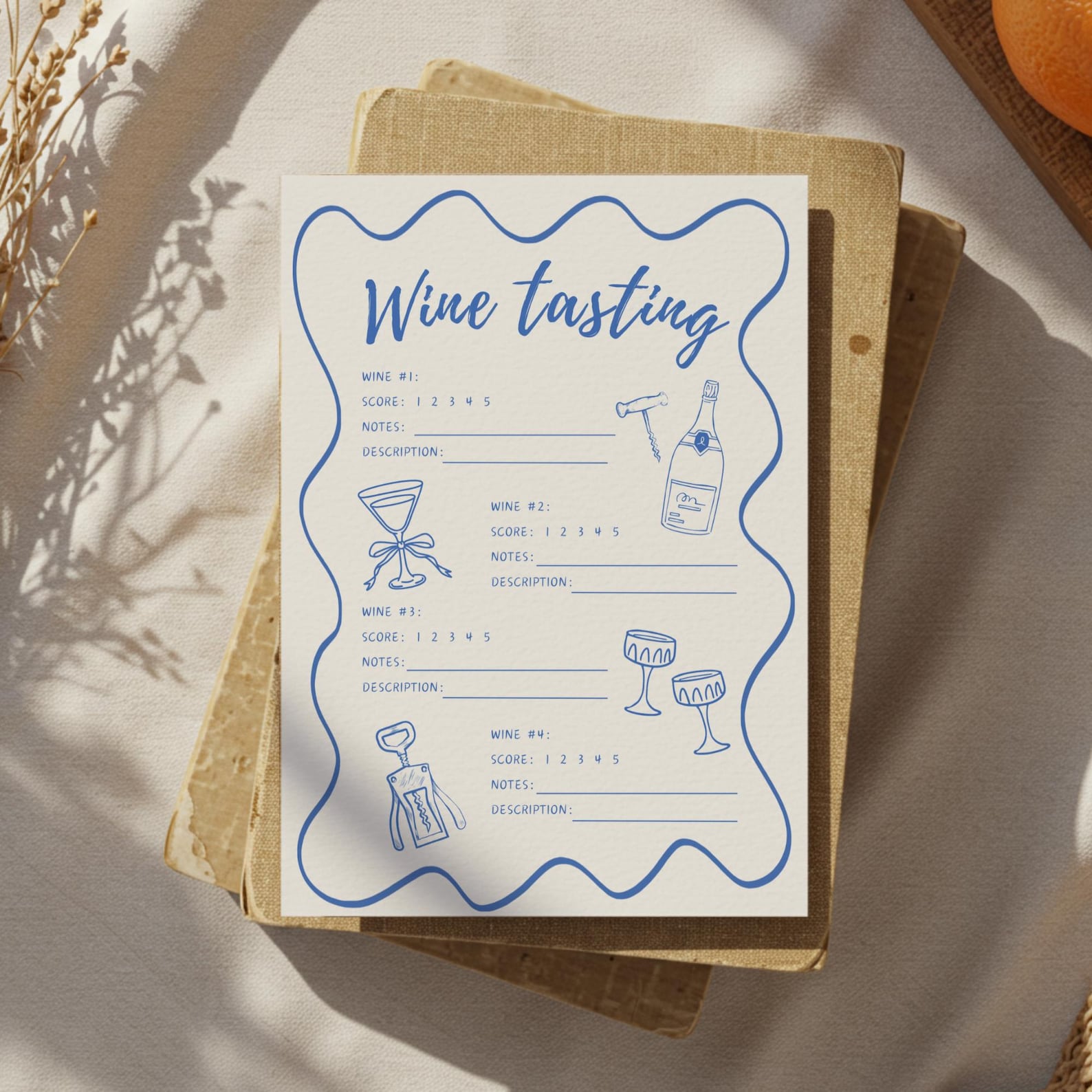 Wine Tasting Party Scorecard, Wine Party Tasting Sheet, Wine Taste Card ...