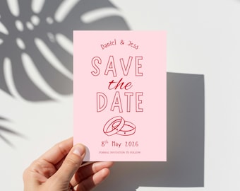 Hand Drawn Save the Date Template, Bold Funky Invite, Modern Wedding Stationary, Trendy Wedding Suite, Illustrated Save Our Date Card [25]