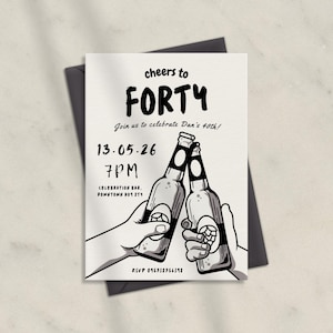 Editable Birthday Party Invitation For Him, Male Birthday Hand Drawn Beer Invitation, Mans Beer 21st 30th 40th 50th Printable Template [102]