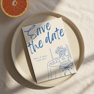 Handgezeichnete Save The Date einladen, illustrierte Hochzeitseinladung, Minimalistische Save The Date, frisch vermählte Einladung, digitale Hochzeitseinladung [18]