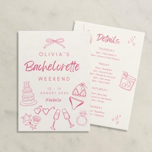 Hand Drawn Style Bachelorette Invitation & Itinerary, Downloadable Bachelorette Party Invite, Handwritten Personalized Canva Template [4]