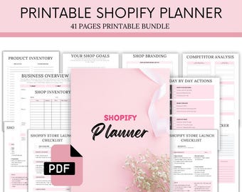 Printable Shopify Planner - Store Checklist - Product Tracker -  Shopify Launch Checklist - Ecommerce Planner - Digital Download PDF