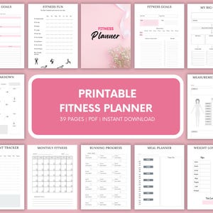 Fitness Planner Printable - Healthy Living Planner - Calories Tracker - Weight Loss Journal - Meal Planner - Digital Download PDF