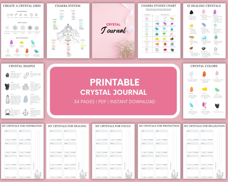 Crystal Journal Printable - Digital Spirituality Planner - Healing ...