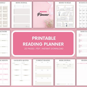 Reading Journal Printable - Personal Reading Log - Book Shelf - Reading Challenges - Reading Tracker - Digital Download PDF
