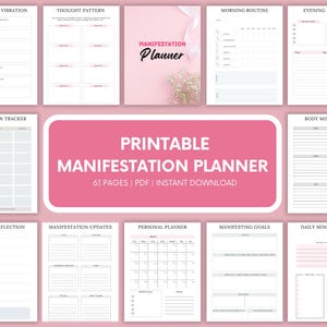 Manifestation Planner Printable - Manifest Your Dreams Planner - Vision Board - Law of Attraction - Self Growth - Digital Download PDF