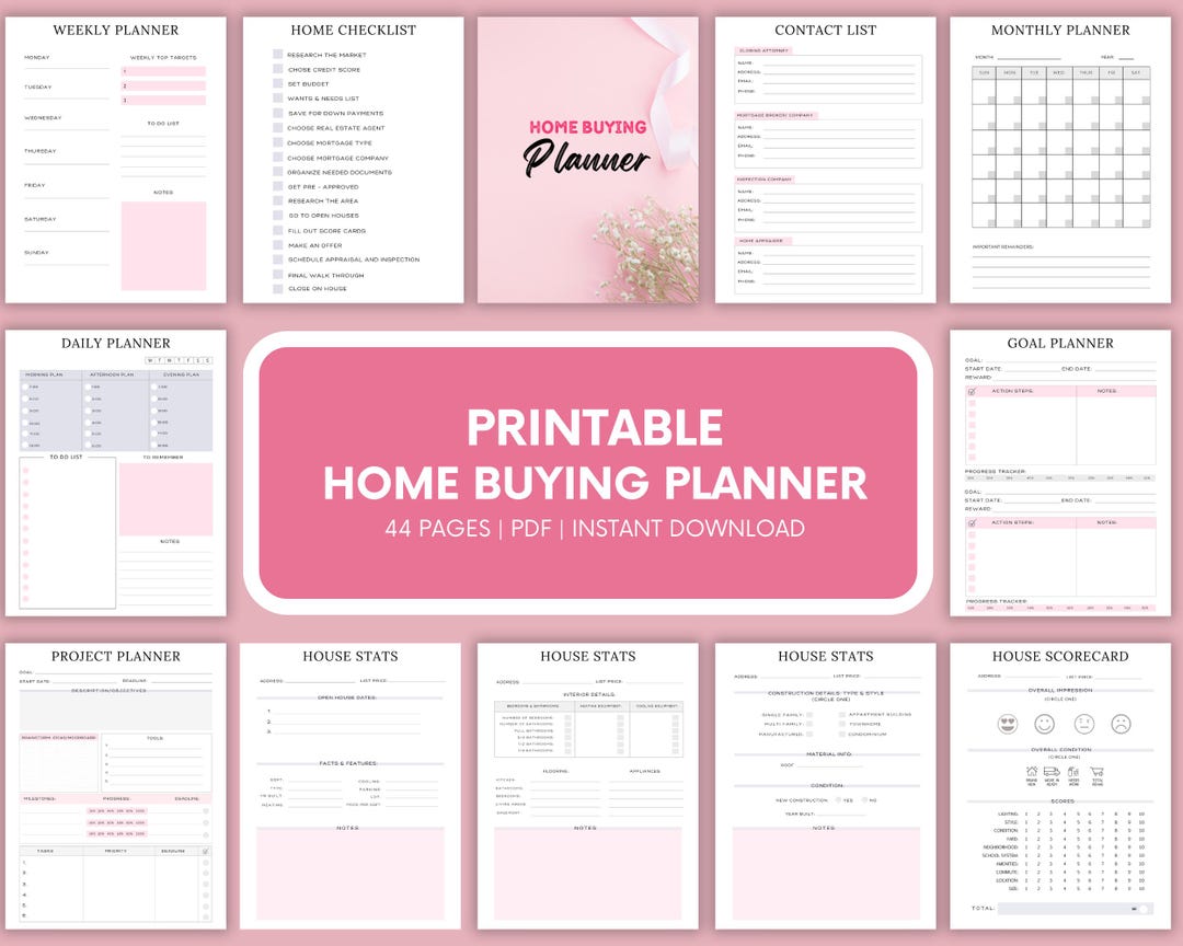 Printable Home Buying Planner - House Hunting Checklist - Home ...