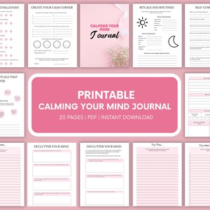 Printable Calm Your Mind Journal - Mindfulness Journal - Self-Care Worksheet - Wellness Planner - Anxiety Journal - Digital Download PDF