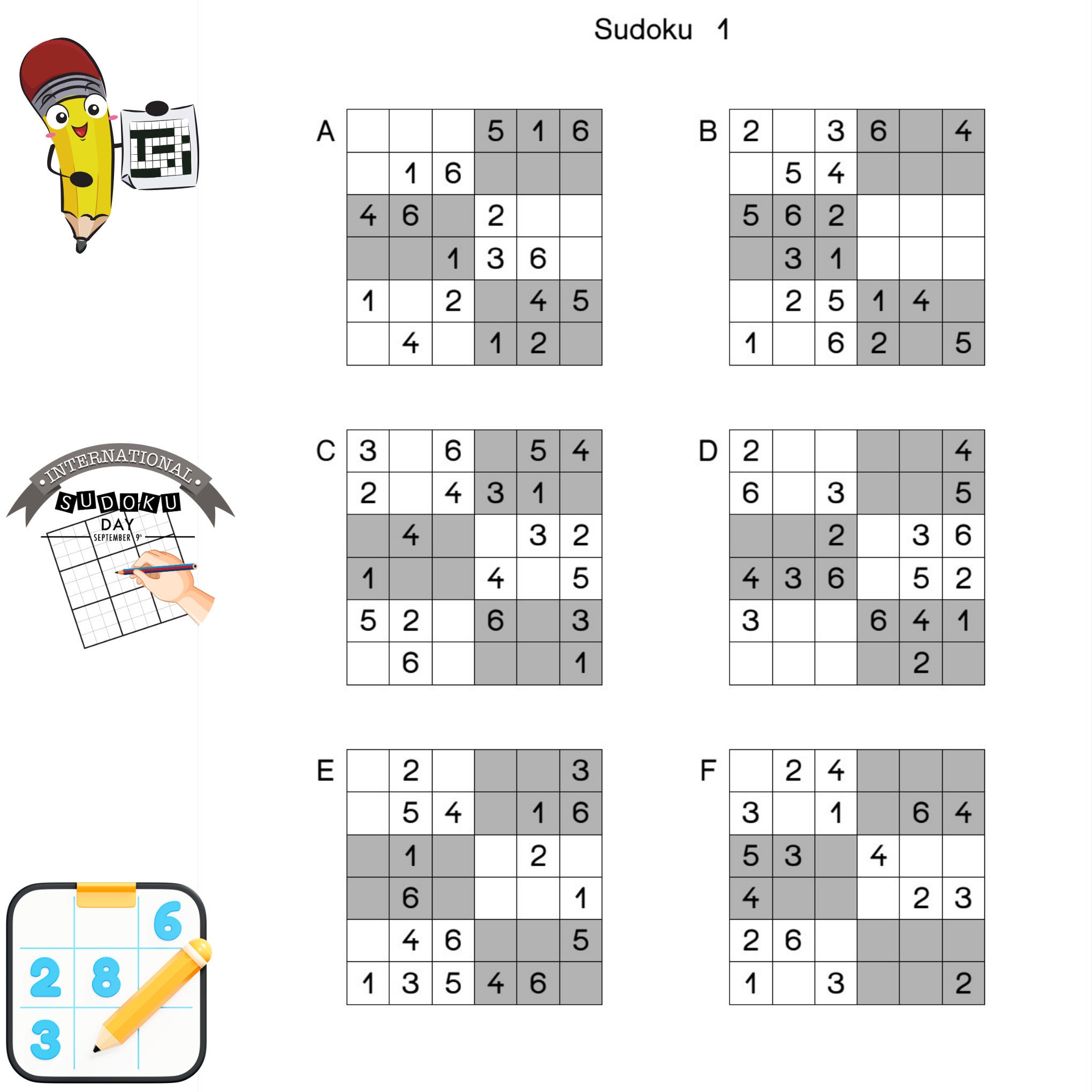 6x6 Sudoku, 24 Pcs Sudoku, Kids Sudoku, Kids Activities, Maths Games ...