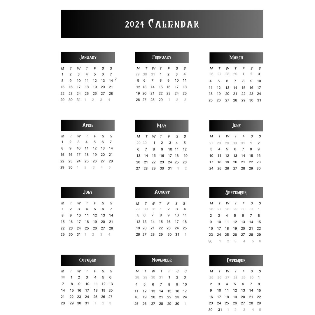New Year Calendar 2024 Calendar Png Calendar 2024 Digital Calendar