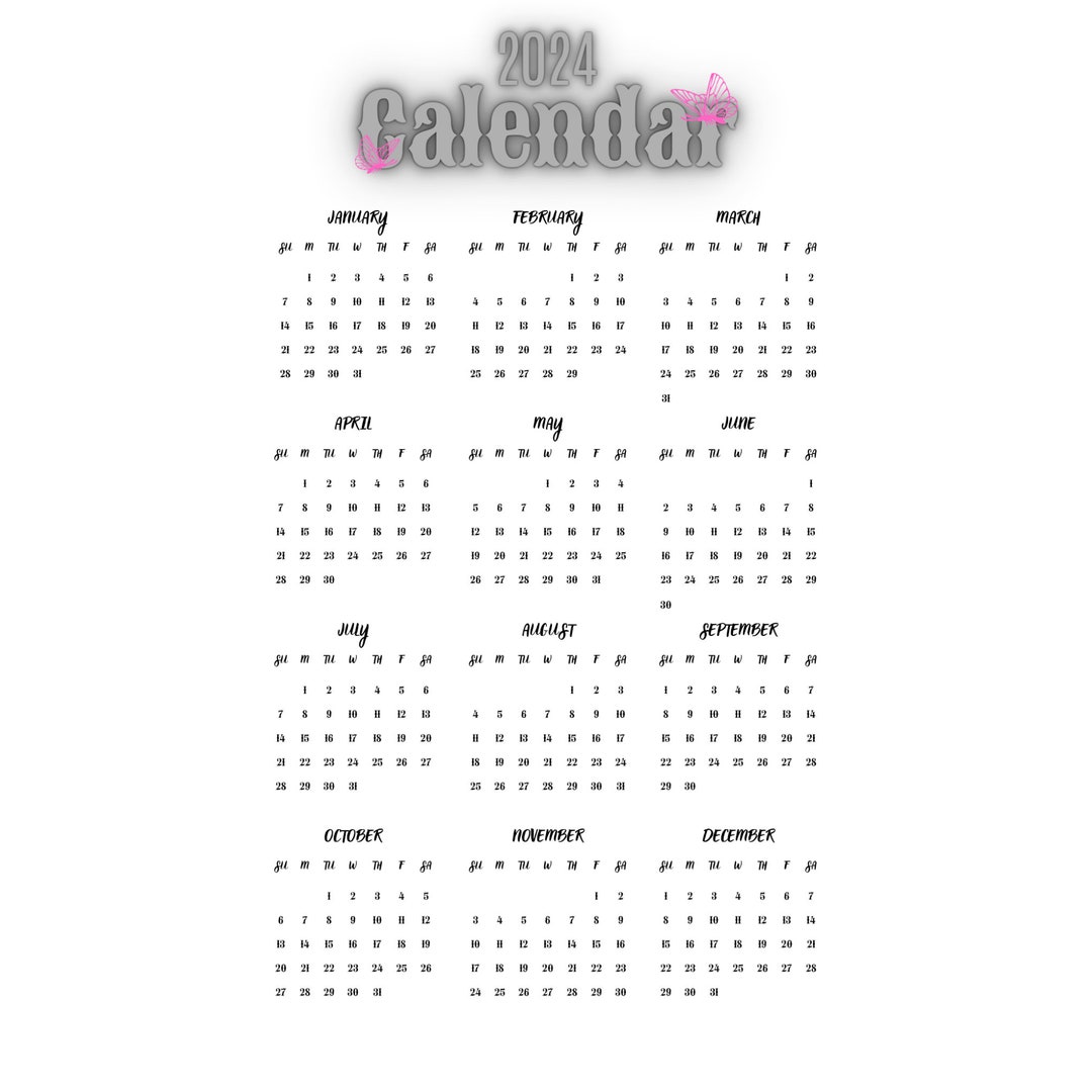 New Year Calendar 2024 With Holidays Printable
