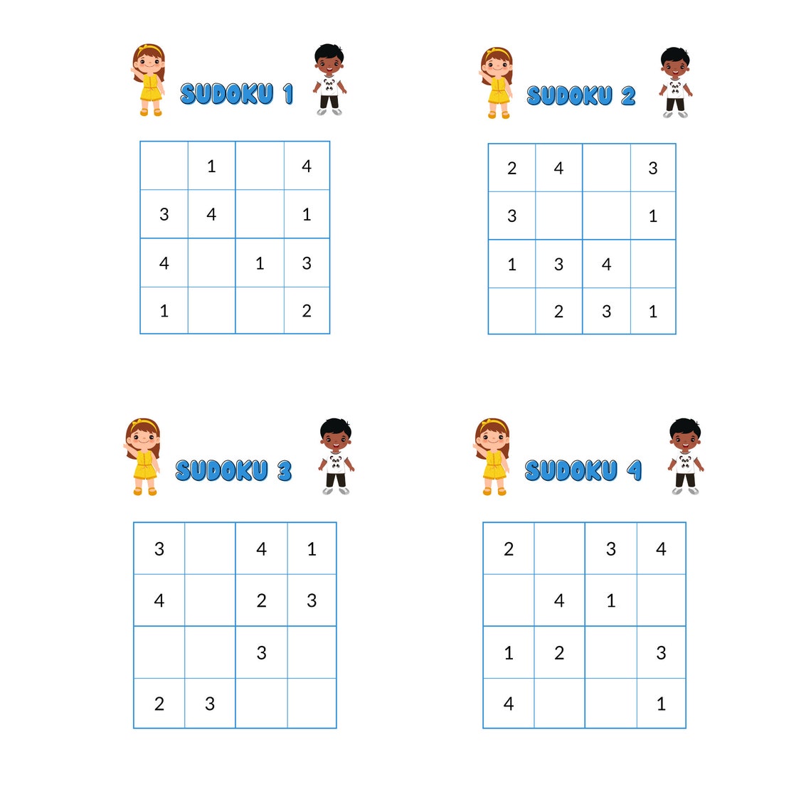 36 Printable Sudoku, Kids Sudoku//kids Activities, Maths Games, Kids ...