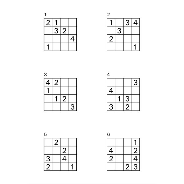 Sudoku facile 4 x 4, 60 pièces de sudoku, Sudoku pour enfants, Activités pour enfants, Jeux mathématiques, Jeux à imprimer, Téléchargement instantané, Puzzle à imprimer pour les enfants, PDF