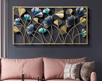 Gold Ginkgo Leaf Metal Wall Art, Modern Floral Sculpture