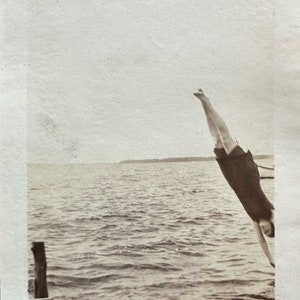 Vintage Diving Photograph / 1920's Snapshot Photo / High Dive / Vernacular Photography / Action Photo / Identified