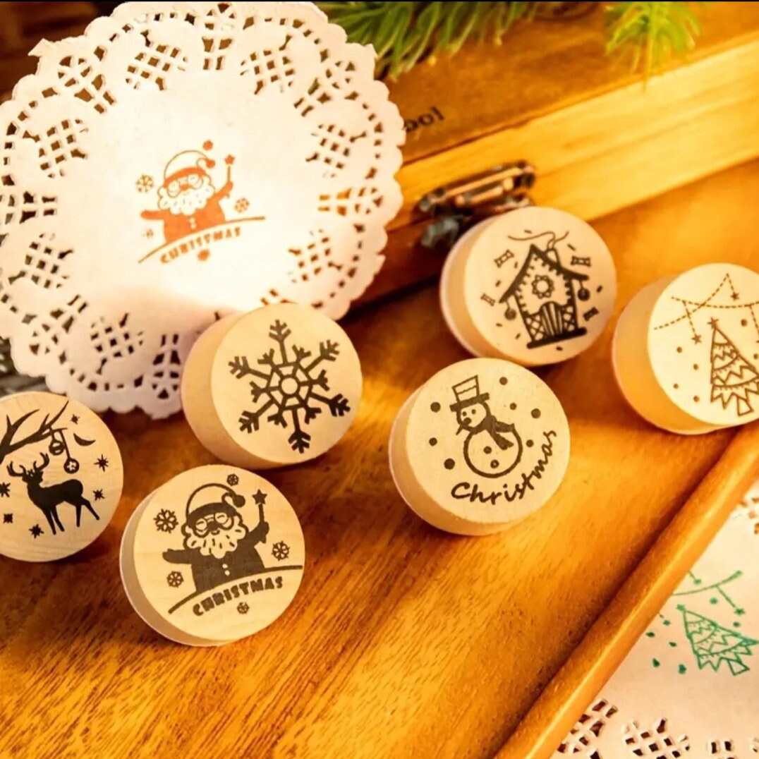 Set of 6 Rubber Christmas Stamps - Etsy