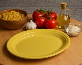Piatto da portata Fiesta Ware vintage giallo girasole: piatto da portata Art Déco (34,5 x 24,5 cm)