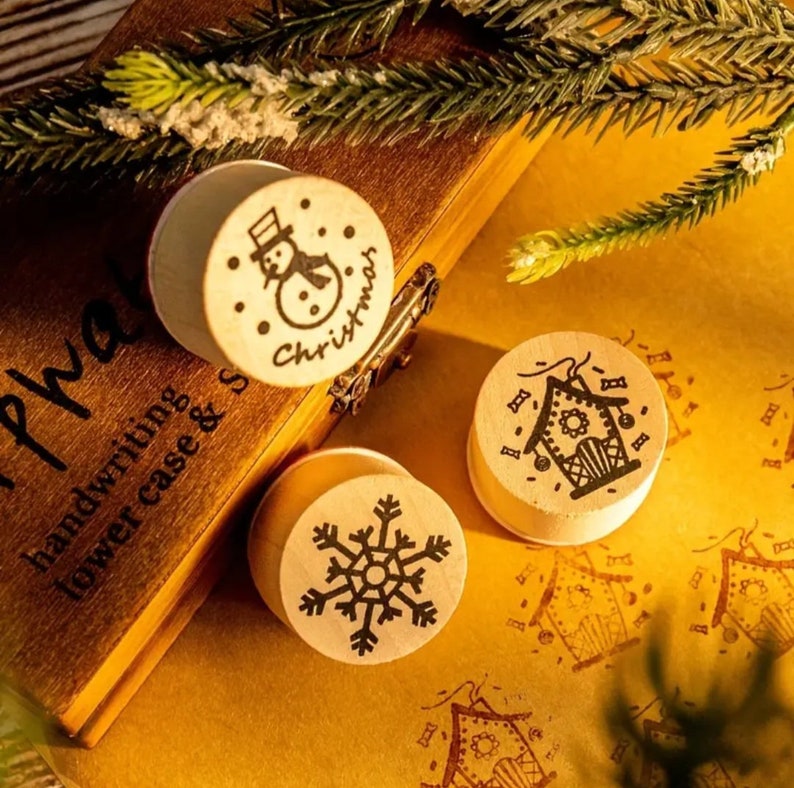 Set of 6 Rubber Christmas Stamps - Etsy