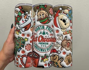 North Pole Hot Chocolate Characters Cup 20oz Skinny Tumbler