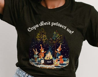 Retro "Cops Don't Protect Us" T-Shirt: Forest Animals, Anti-ICE