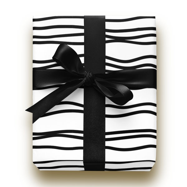 Black and White Mod Wrapping Paper Roll, Bold Minimalist Gift Wrap