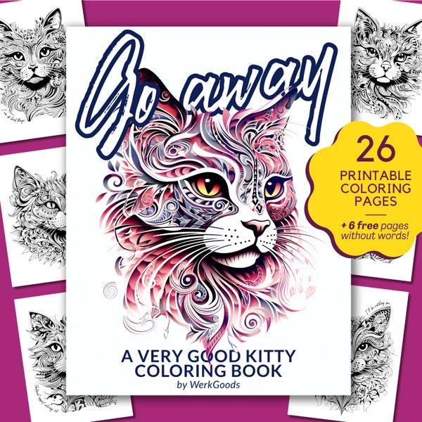 Funny Cat Coloring Pages - Etsy