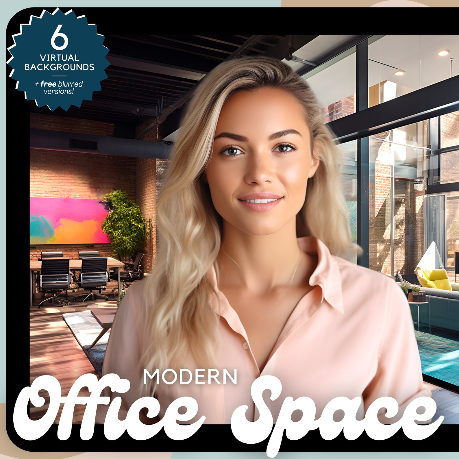 6 Modern Office Zoom Backgrounds and Virtual Backdrops With Free Blurred Versions, Works for