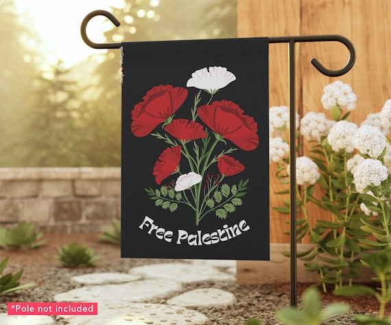 Free Palestine Garden Flag: Poppy Flower Illustration