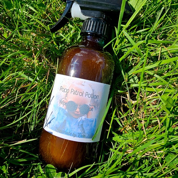 ORGANIC Poop Patrol Potion - Baby & toddlers diaper change and potty training wipe spray solution 8Oz