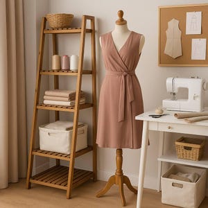 Wooden Ladder Shelf, oak shelves, thermowood Rack, Scandinavian Shelving Unit, bathroom storage, kitchen ,beauty salons, home decor