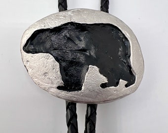 Grizzly Bear Bolo Tie handcrafted for adults and kids featuring the elegance of pewter