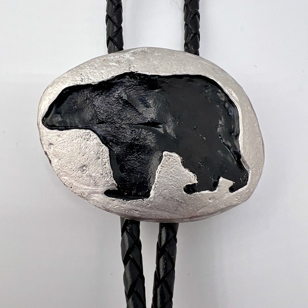Grizzly Bear Bolo Tie handcrafted for adults and kids featuring the elegance of pewter